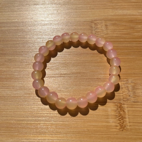 Elegant Pink and Yellow Bohemian Style 8mm Beaded Bracelet Unisex - Picture 10 of 10